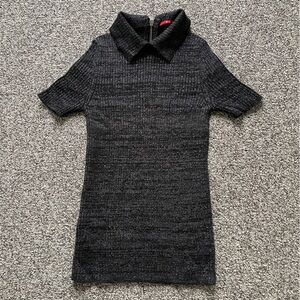 Prada Italy Silver Gray Metallic Shimmer Wool Ribbed Sweater Knit Top 40